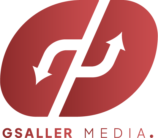 gsaller media logo rot verlauf schrift unten